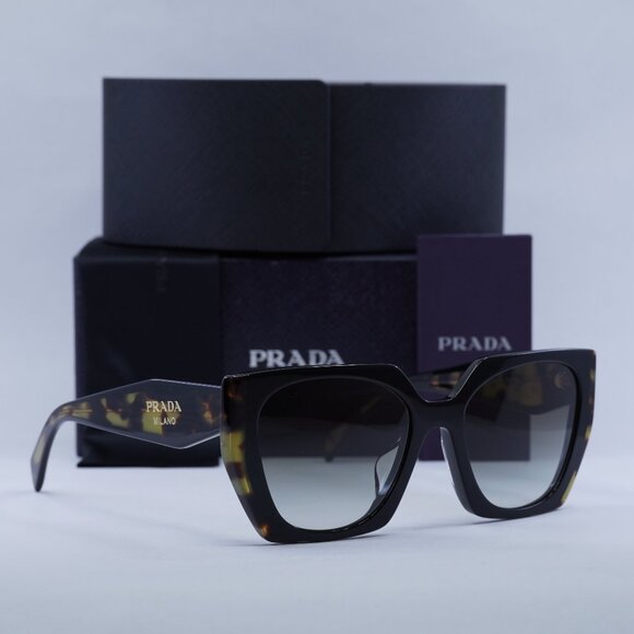 Prada PR15WSF 3890A7 Square Sunglasses Black & Havana/Grey Gradient main image 7